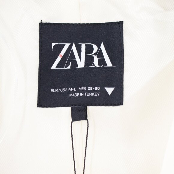 NWT Zara blazer womens M-L two button single breasted viscose blend ivory lapel - Picture 2 of 16